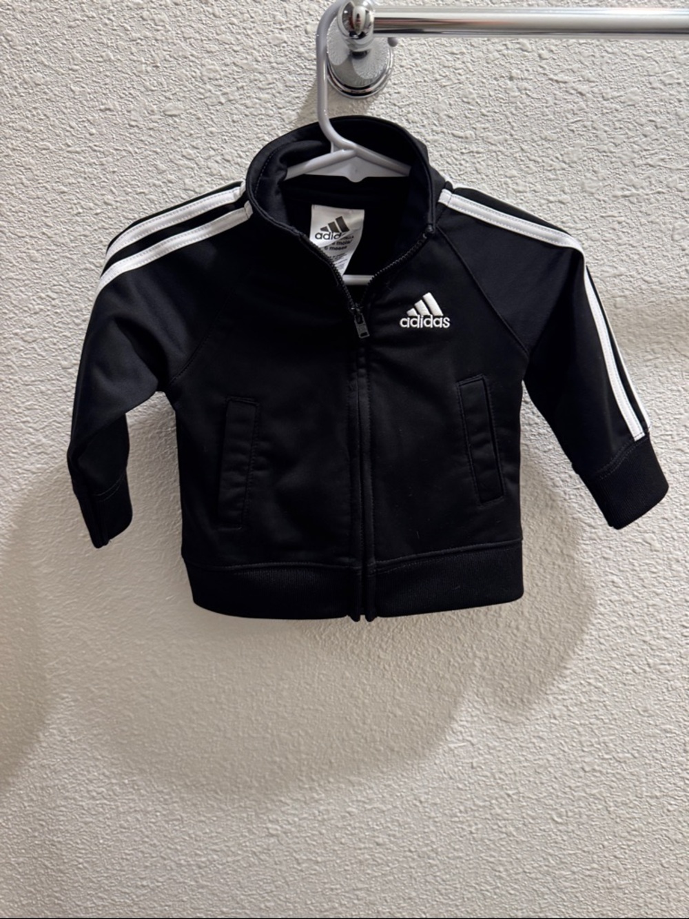adidas Black Baby Track Jacket with White Stripes